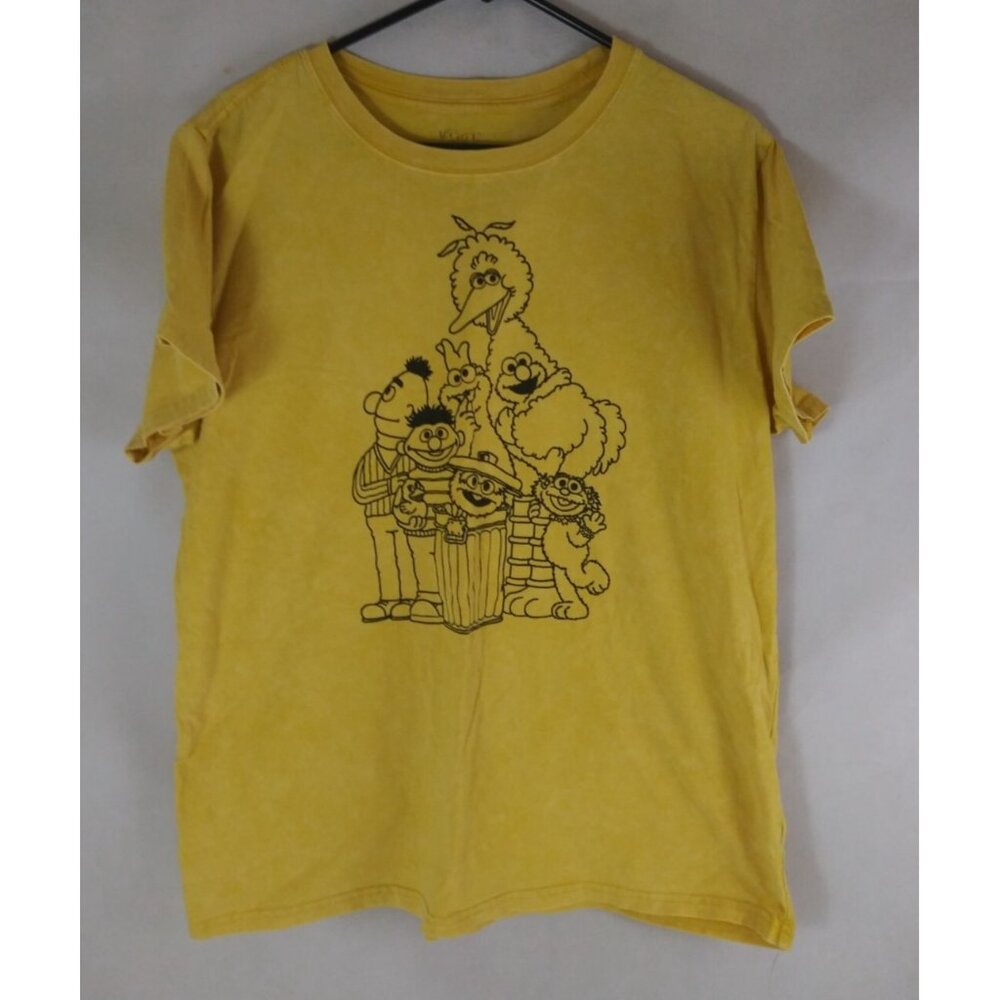 Mighty Fine Men's Sesame Street Yellow T-Shirt With Black Design Size 2X